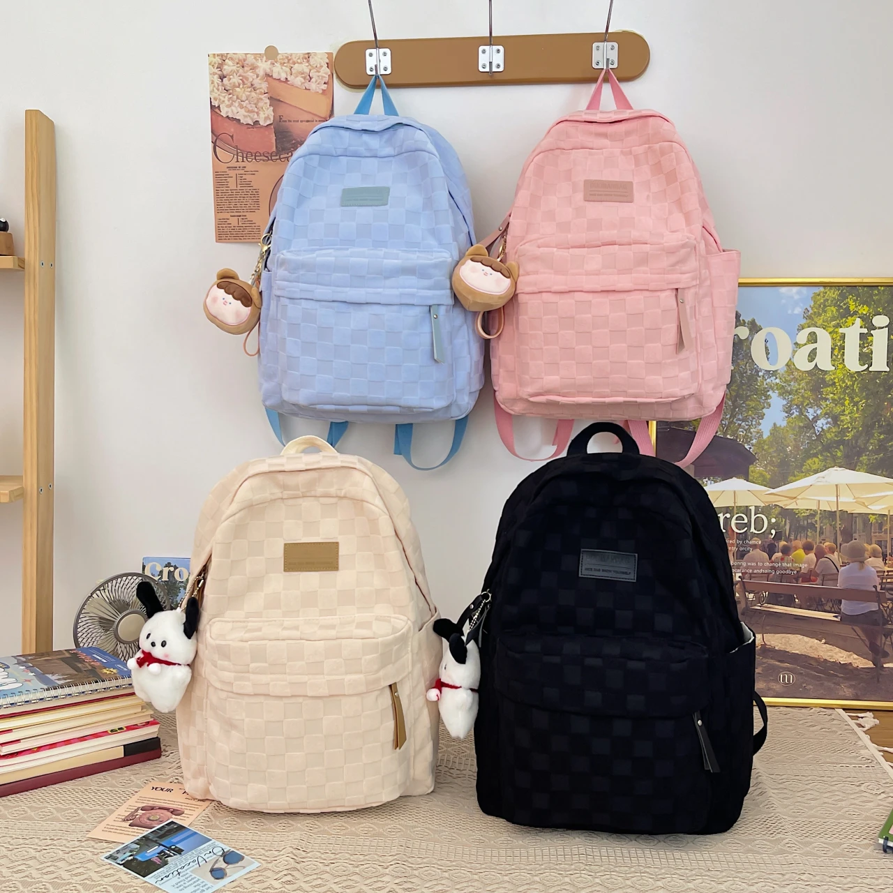 Mochila de nailon de gran capacidad para mujer, bolso escolar para estudiantes de secundaria, con múltiples bolsillos