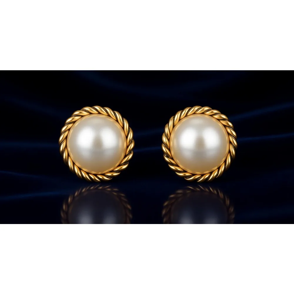 

Большие серьги-гвоздики с жемчугом для женщин, изящные золотые, элегантные украшения