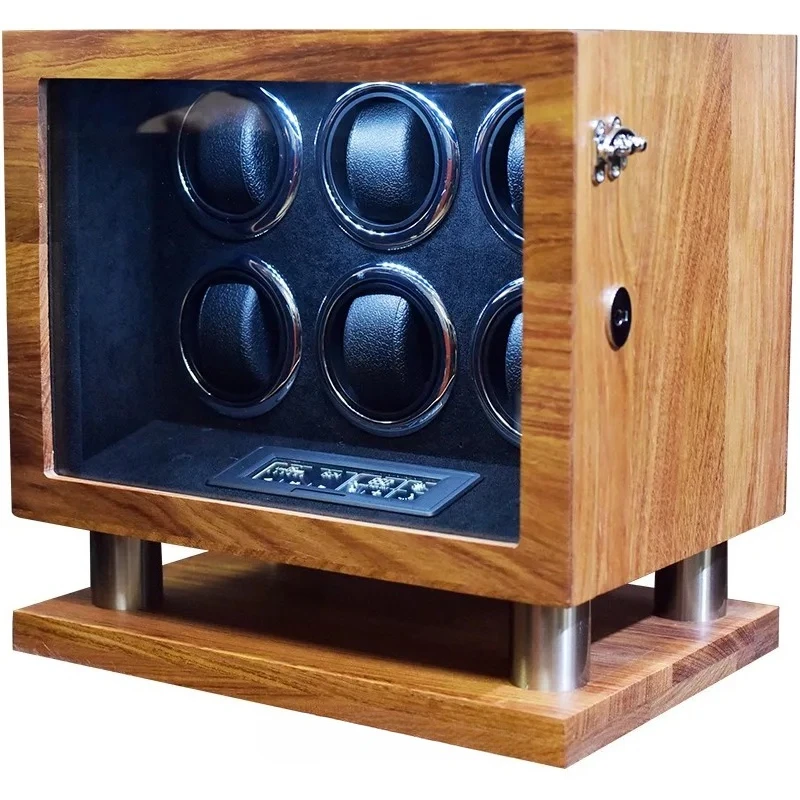 Touch Control Wood Watch Box 6-Slot Display Case for Watches Gift Box