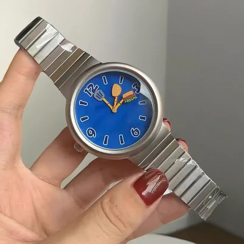 Y2k – montre à Quartz pour hommes, motif Hamburger, Style Alien, forme spéciale, créative, Unique, mode, horloge AAA, cadeau