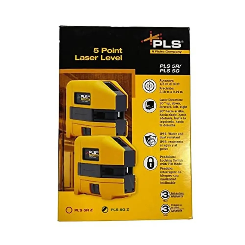 Red Laser Level with 5-Point Alignment and IP54 Protection by Pacific Laser Systems
