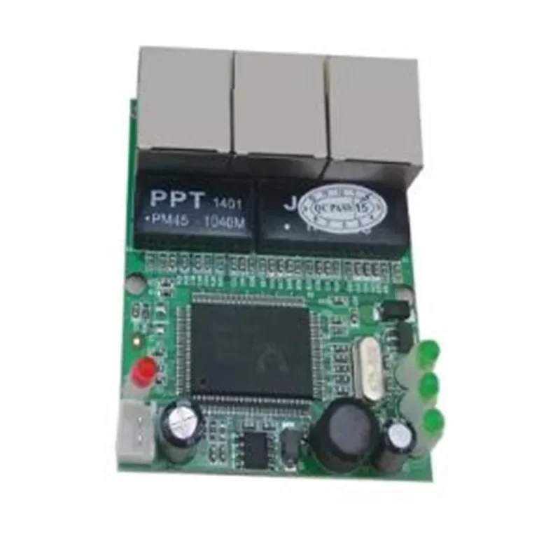 OEM Fast switch mini interruptor ethernet de 3 puertos 10/100mbps rj45 interruptor de red hub placa de módulo pcb para integración de sistema
