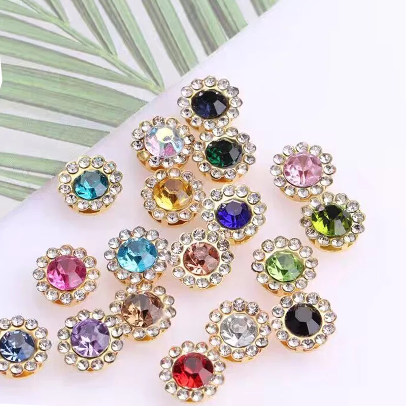 50pcs10/12mm sunflower drill hand sewing round flower disc diamond  handmade for various DIY material wedding accessories