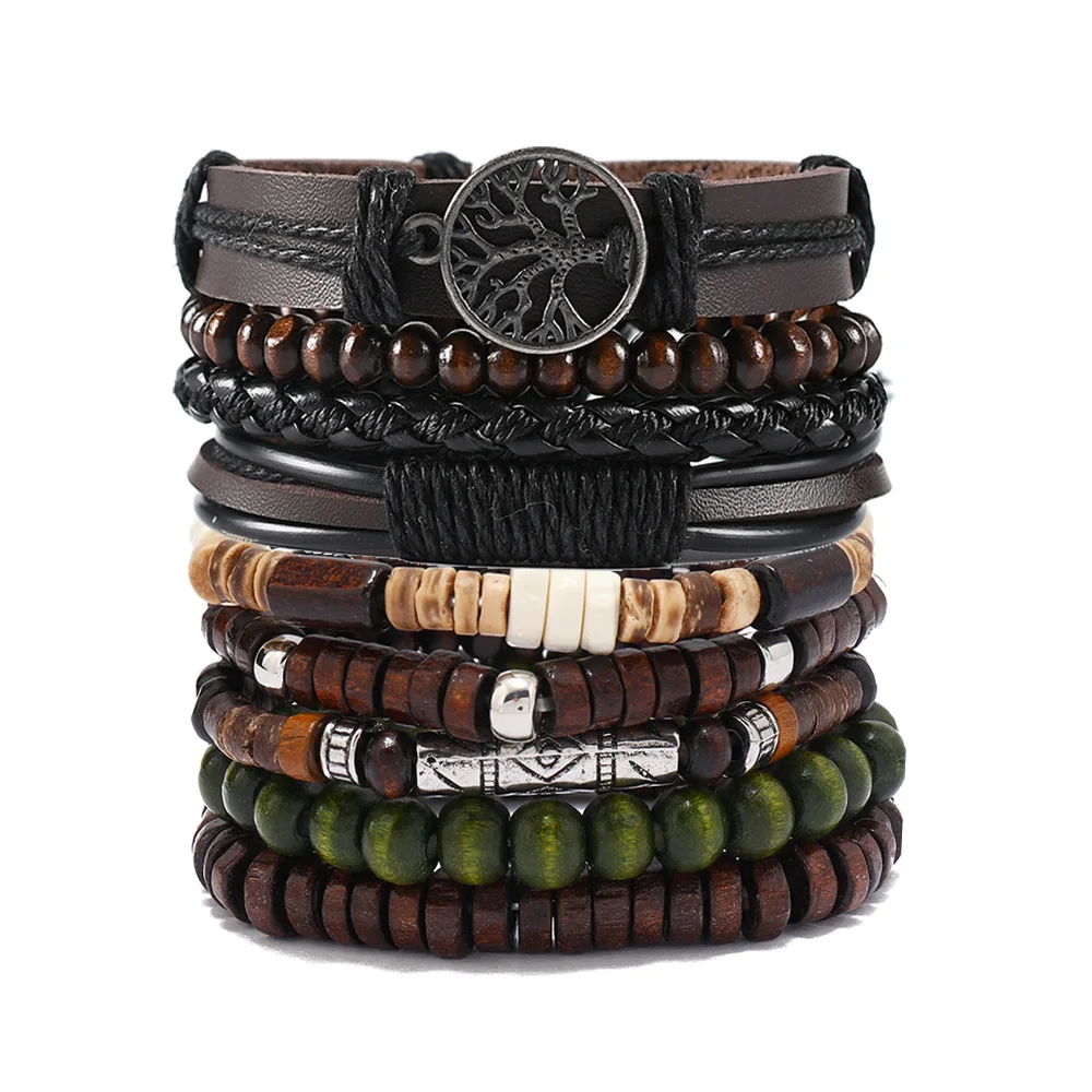 Leder Armband Für Männer Neue Mode Zubehör Männer DIY Leder Armband Set Einfache Gitarre Sound Schädel Kombination Armband
