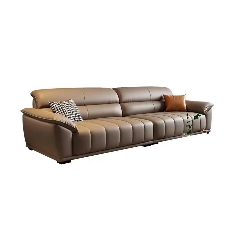 

Italian minimalist leather sofa modern simple living room small apartment living room