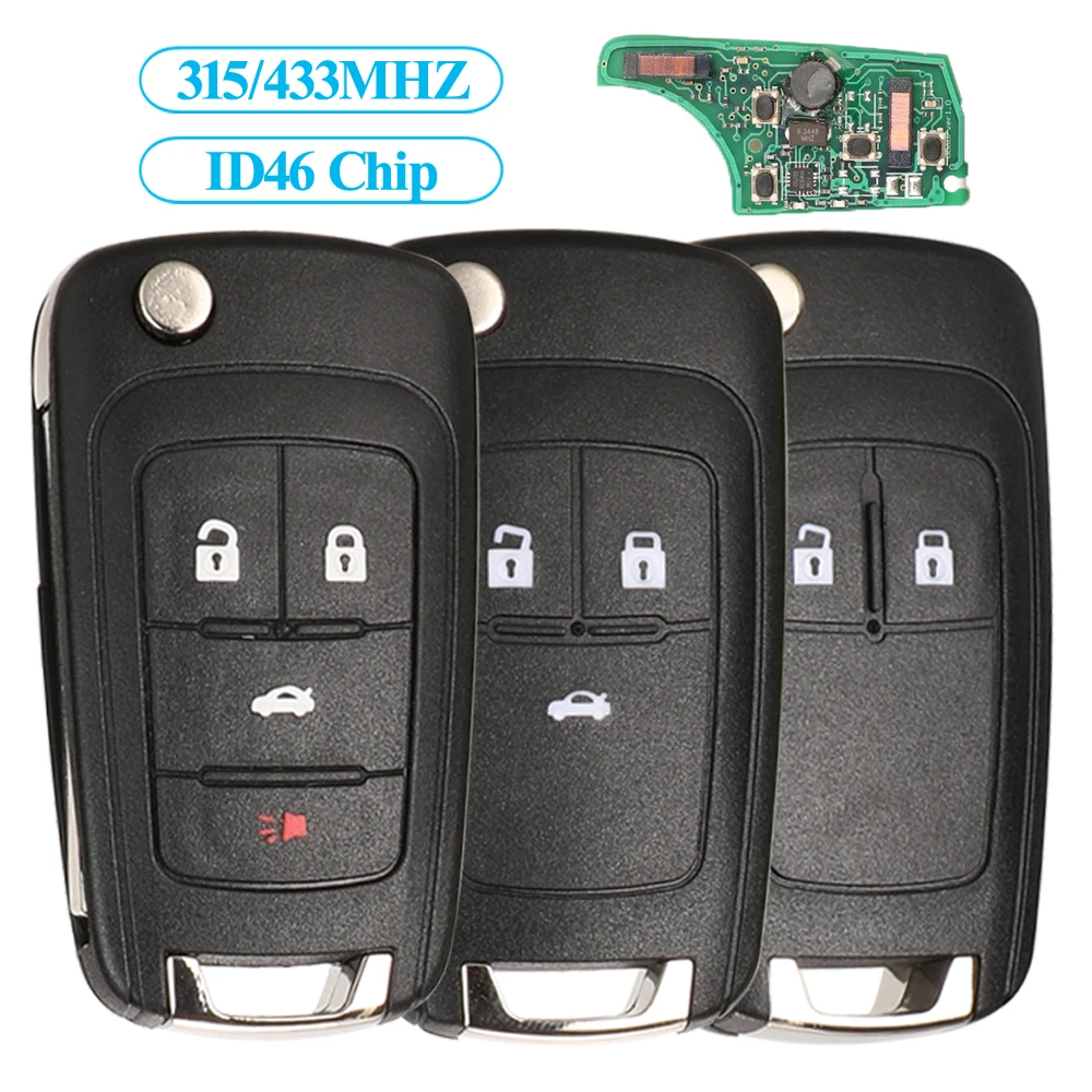 

Jingyuqin Flip Smart Keyless-Go Car Key 433MHZ ID46 For Chevrolet Aveo Cruz Camero Malibu Buick Encore Verano Remote Fob