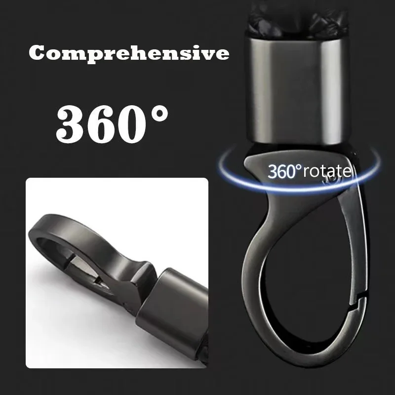 Metall-Schlüsselanhänger mit drehbarem gewebtem Seil, Moto-Schlüsselanhänger, Auto-Leder-Schlüsselanhänger, Mikrofaser-Kettenzubehör