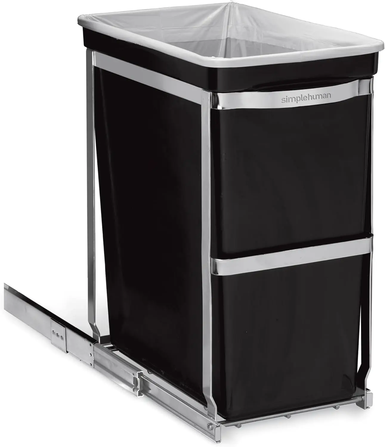 

simplehuman 30 Liter / 8 Gallon Under Counter Kitchen Cabinet Pull-Out Trash Can, Heavy-Duty Steel Frame
