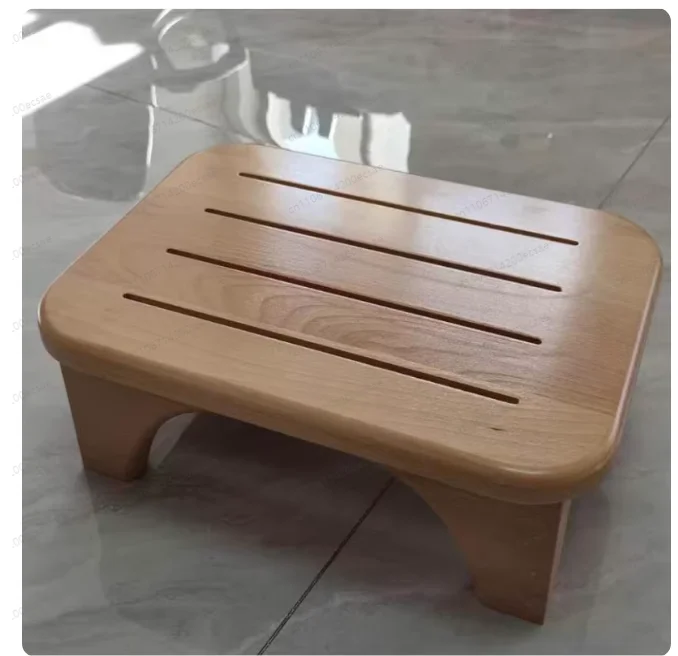 

Низкий табурет из буковой древесины 45x32x15см | Пуфик из массива дерева для дивана, кровати и подставка для ног у стола, с лаковым покрытием