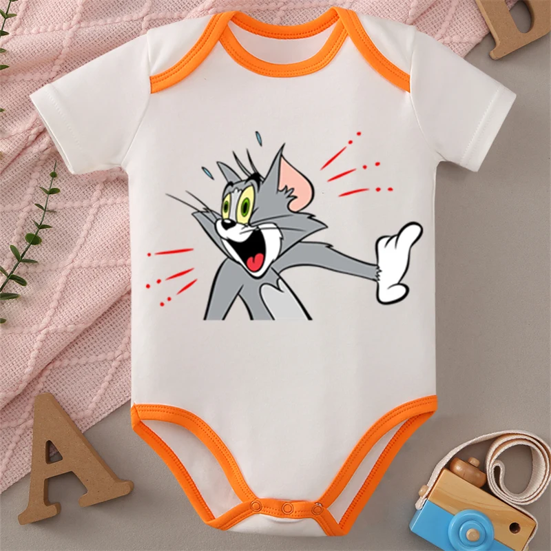 

MINISO Том и Джерри с милым принтом, детский комбинезон из чистого хлопка, мягкий боди для новорожденных 0-12 месяцев, лучший подарок для ребенка