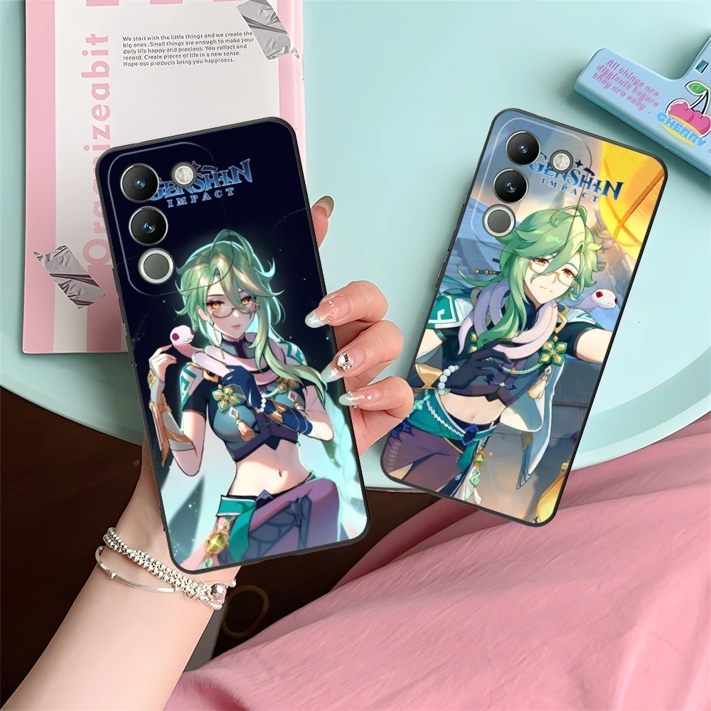 Funda de teléfono móvil Genshin Impact Baizhu, carcasa suave negra para VIVO Y95, Y93, Y31, Y20, V19, V17, V15 Pro, X60, NEX