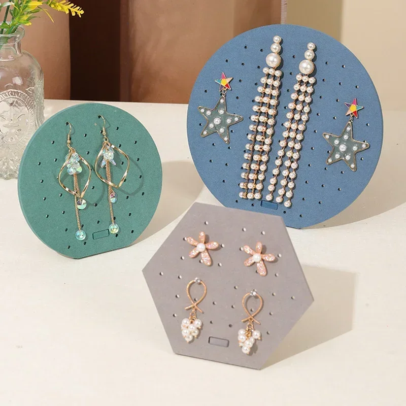 Round Regular Hexagonal Earring Plate Removable Stud Jewelry Storage Display Stand Jewelry Organizer Cuff-link Display Cards