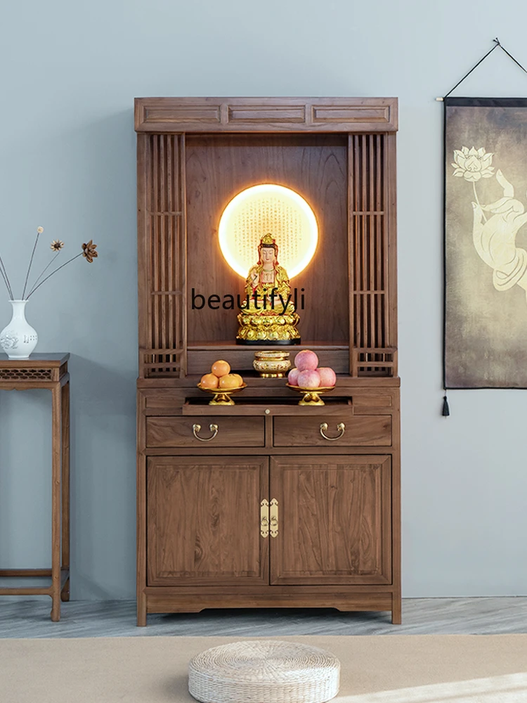 

scn8617 New Chinese Style Solid Wood Home Buddha Statue God of Wealth Worship Table Buddha Shrine furniture