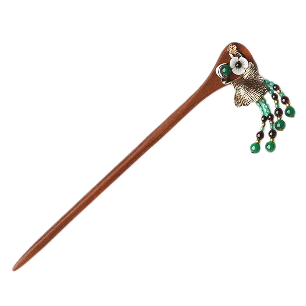 

1pc Retro Tassels Hair Pin Classical Stick Traditional Clasp Elegant Ornament Bridal Accessories Long Hair Hairstyle Green Agate