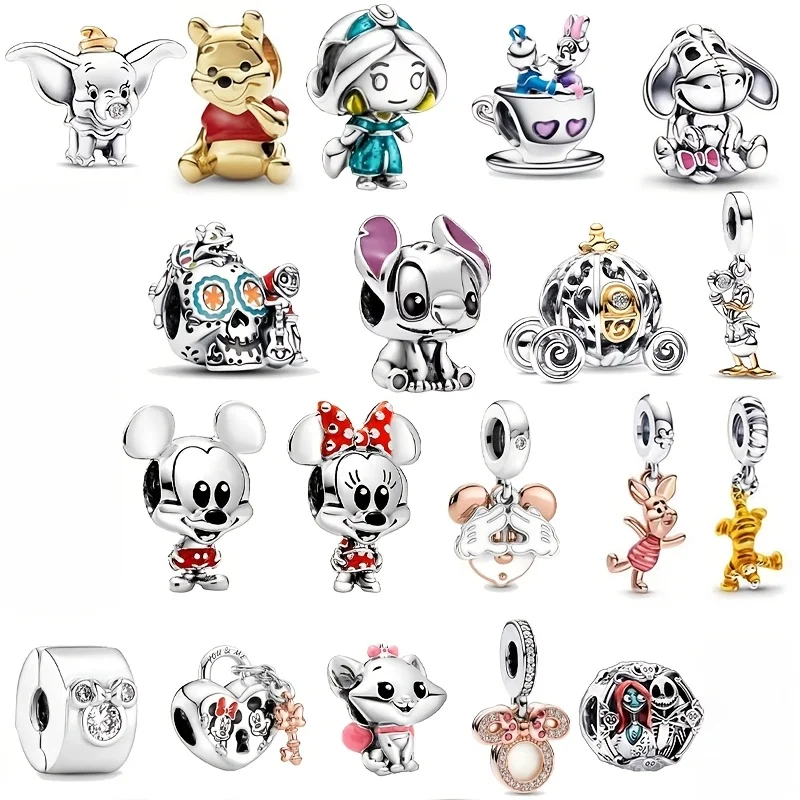 MINISO Disney Princess ميكي، ميني، قلادة دامبو، سوار مطرز بالغرز، إكسسوارات مجوهرات الرسوم المتحركة، مجموعة ساعات