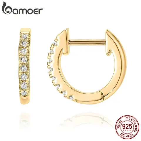 14K Gold Plated Silver Cubic Zirconia Earrings bamoer