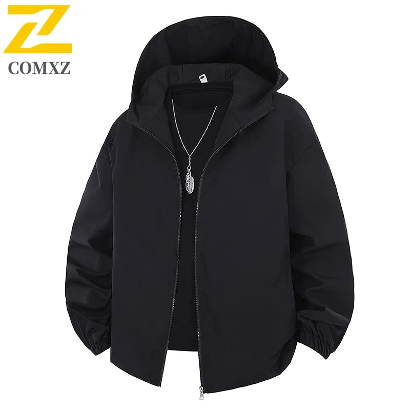

COMXZ 2025 Mens Autumn Jacket Trendy Streetwear Casual Lightweight Windbreaker Fashion Outerwear Coat