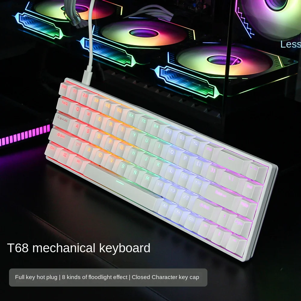 

White Wired Mechanical Keyboard with Closed Character Keycaps Hot Plug Blue Red Axis Notebook Computer Game Office Keyboards