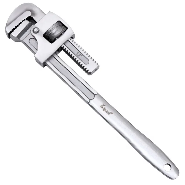 

X-SPARK Stainless Steel Tools Pipe Wrench,Straight Plumbing Wrench,Adjustable Pipe Spanner,Anti-corrosion,Polished Surface,DIN