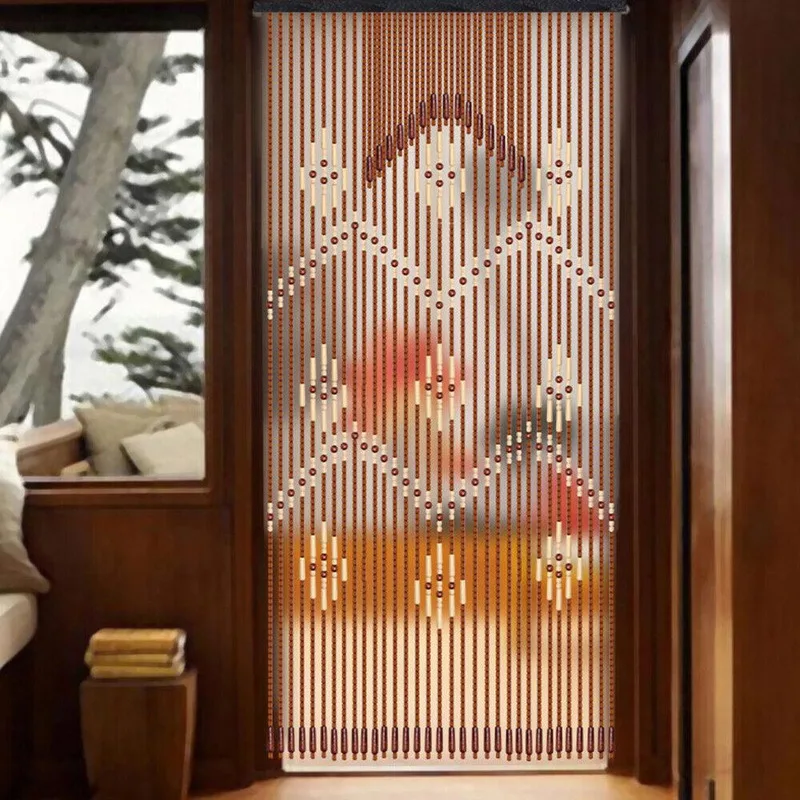 

Living Bamboo Bead Doorway String Door Curtains Retro Cortinas Beaded Wooden Curtain Minimalist Design Room Decor