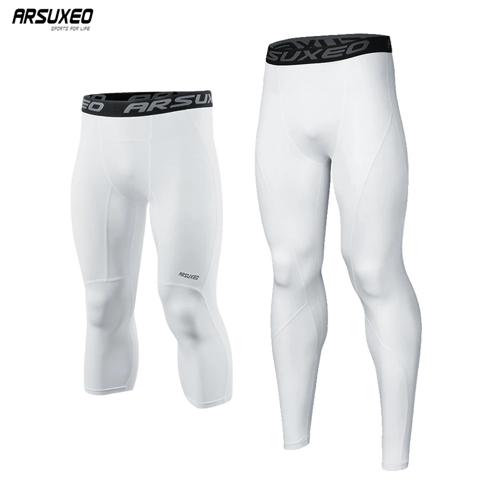 ARSUXEO Compression Tight Men Winter Pants Motorcycle Skiing Warm Bicycle Bike Running Sports Base Layer