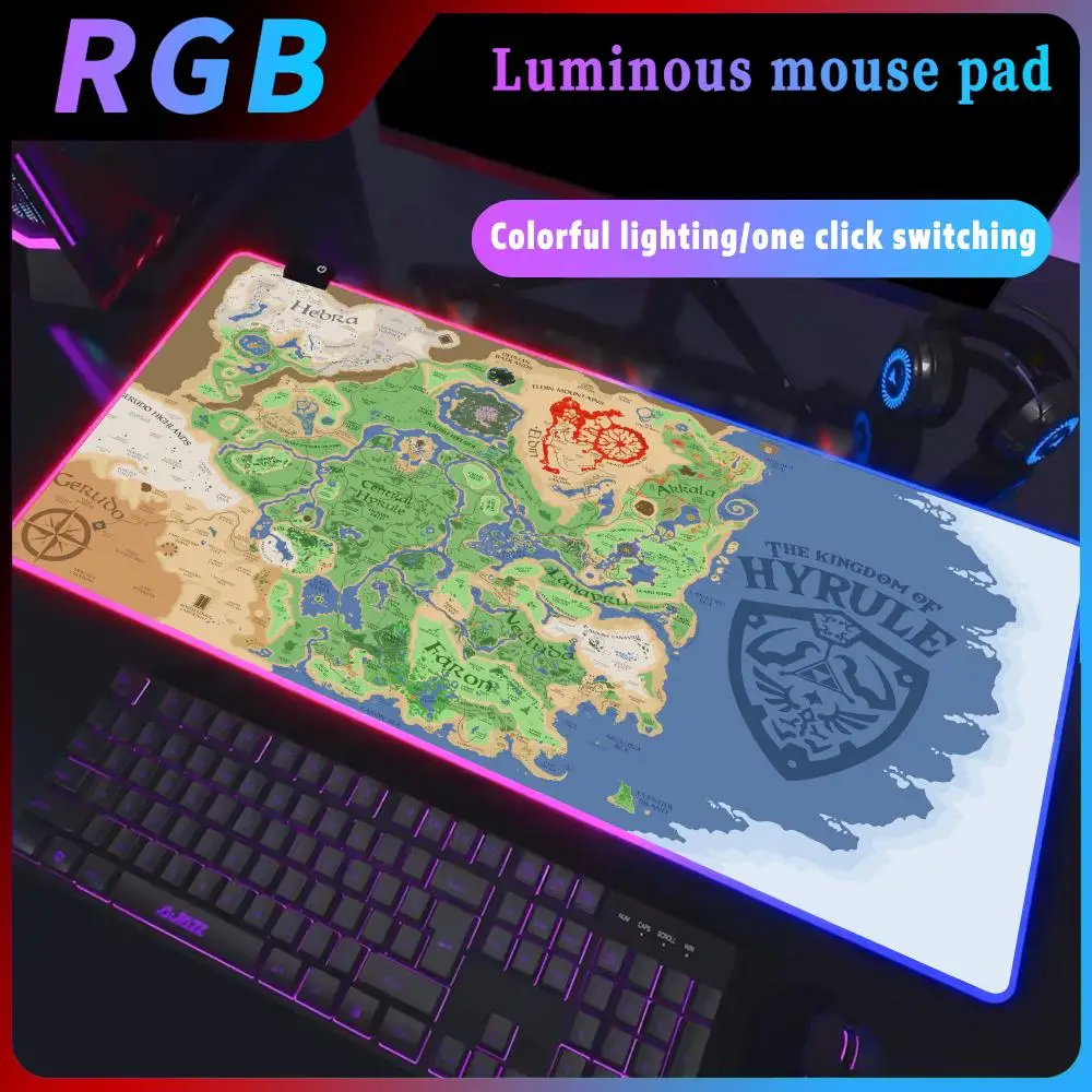 Gaming Table Rgb Z-Zelda Mouse Pad Deskmat Gamer Keyboard Accessories Pc Complete Rug Office Xxl Company Mat LED Light Mouse pad