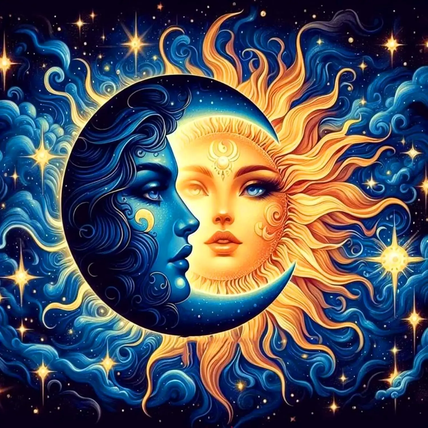 Paint By Number Sun and The Moon Abstract Paint By Numbers Acrylic Paint on Canvas Home Decors Artcraft Diy Kits