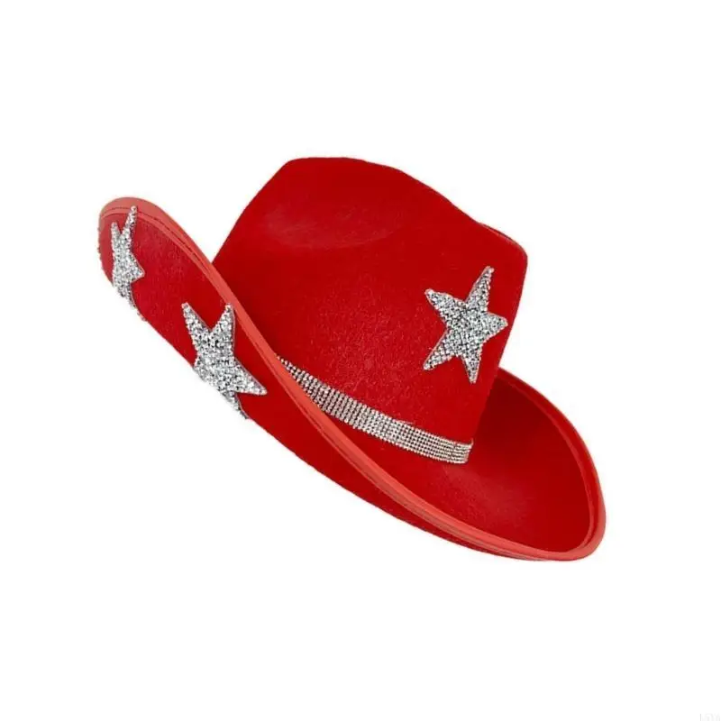 

L5YA Popular Sparkling Crystal Star Hat Carnivals Party Caps for Various Event All Age