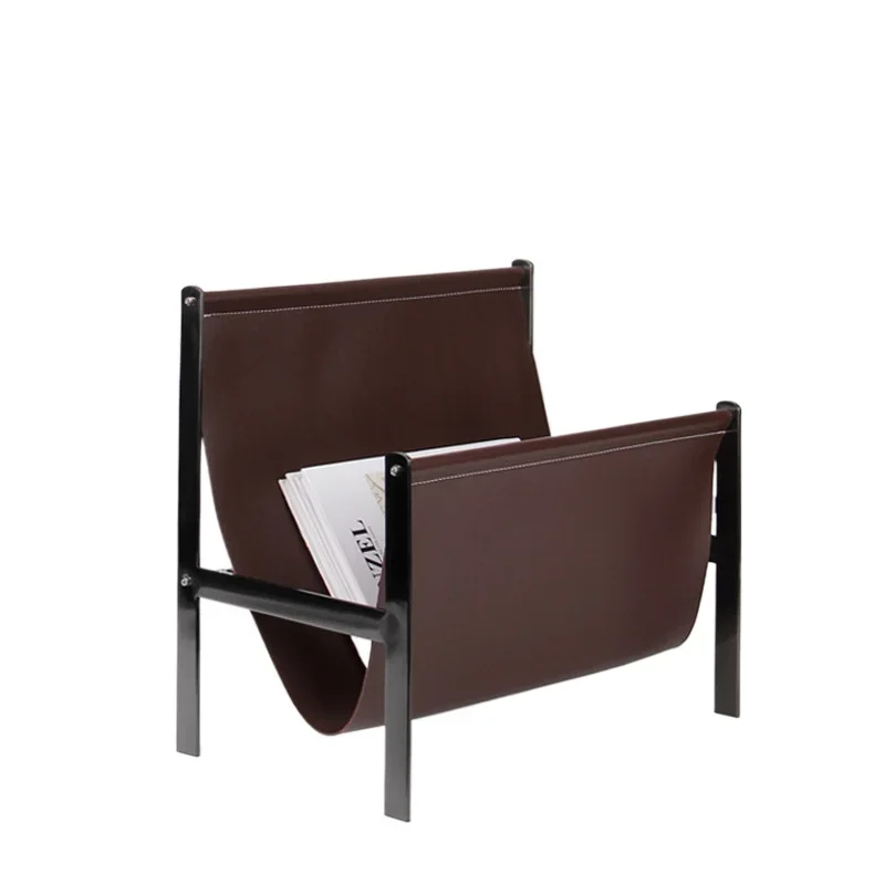 

Modern light luxury metal leather magazine rack, newspaper rack, study storage rack, model room, home soft decoration jewelry