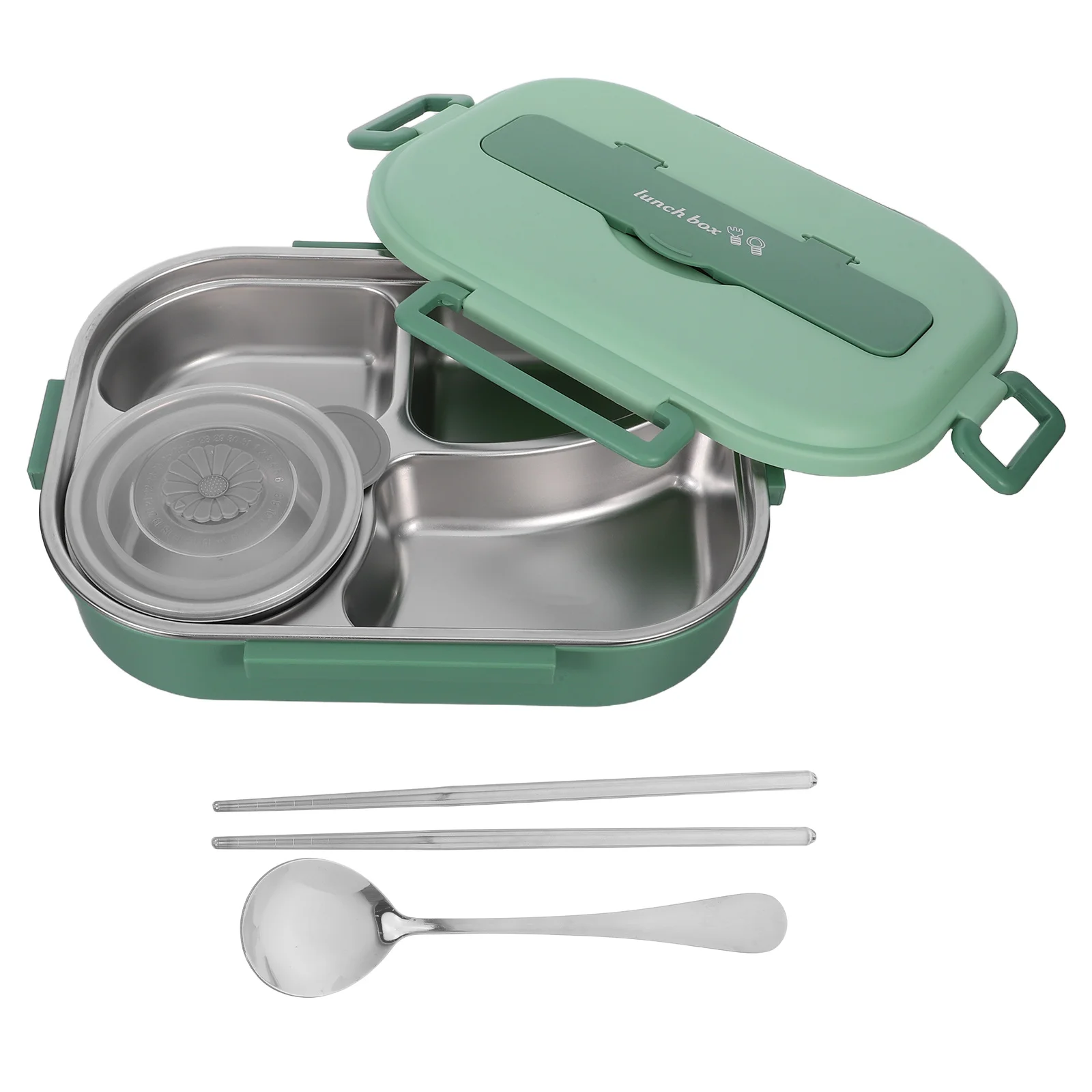 

1500Ml Stainless Steel Lunch Box 4-Compartment Leakproof Bento Container For Meal Prep Picnic Travel Office School Food Storage