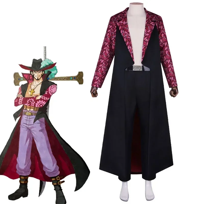 

Anime Dracule Mihawk Cosplay Costume Adult Unisex Coat Belt Outfits Halloween Carnival Uniform Party Role Play Suit