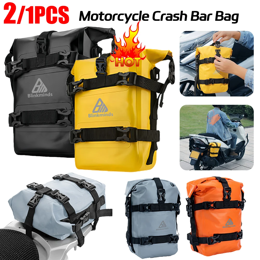 Crash Bar Bag Motorcycle IPX-7 Waterproof Motor Bumper Dry Bag 8L Large Capacity Outdoor Tank Side Bag Tool Pack Side Saddle