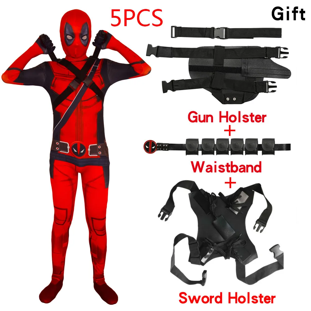 Children's Deadpool Cosplay Costume Adults Suit Kids Strap Holster Mask Anime Fantasia High-quality Material