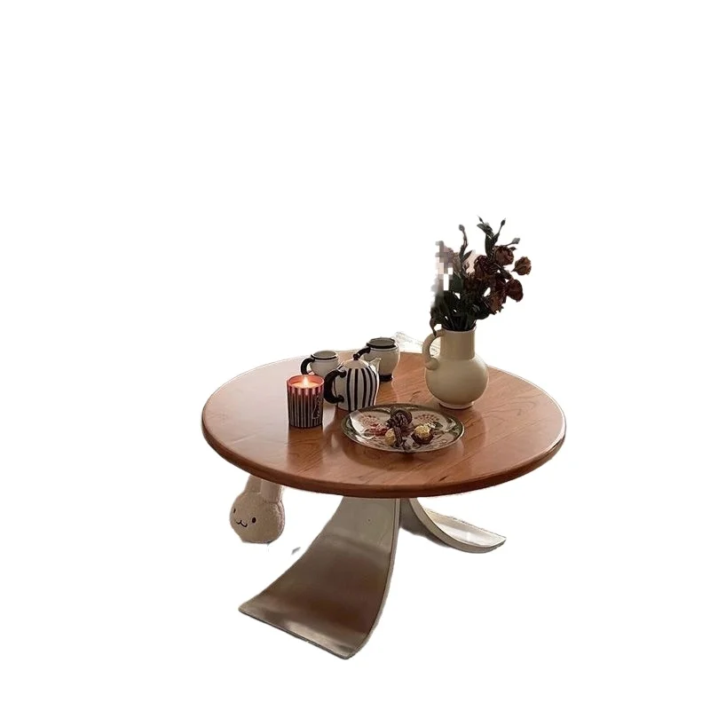 

Medieval style solid wood living room home round dining table Modern simple designer small apartment low table