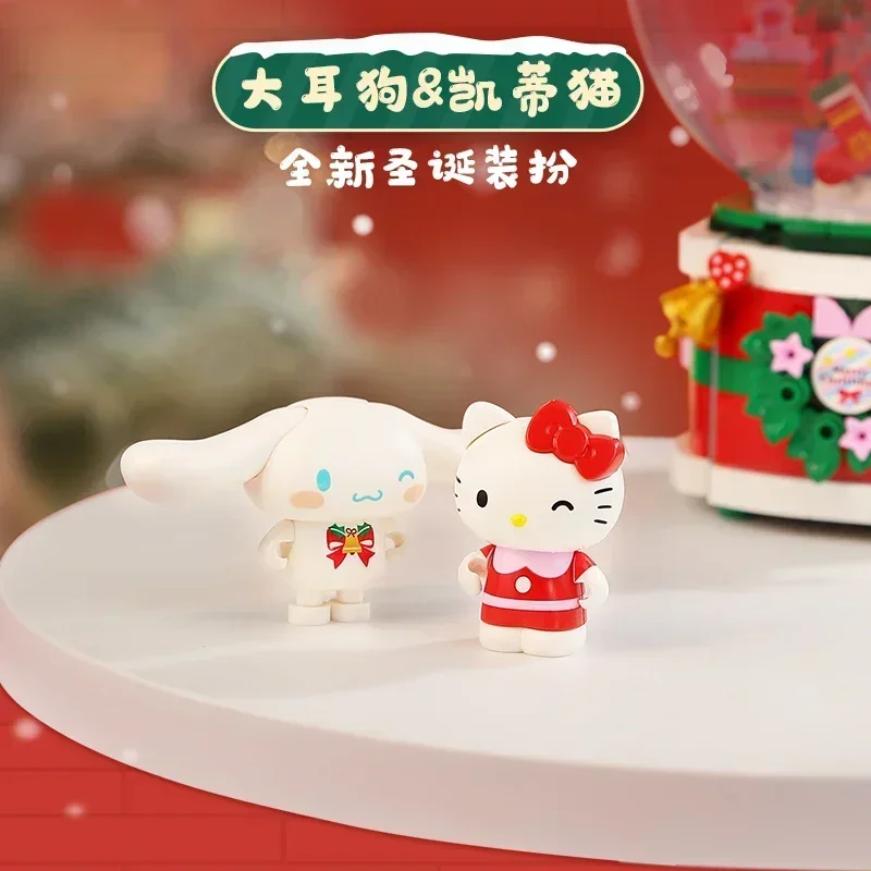 Keeppley Sanrio Baustein Cinna moroll Hallo Kitty Wunsch Weihnachten Spieluhr Montage Modell Ornament Weihnachts geschenk