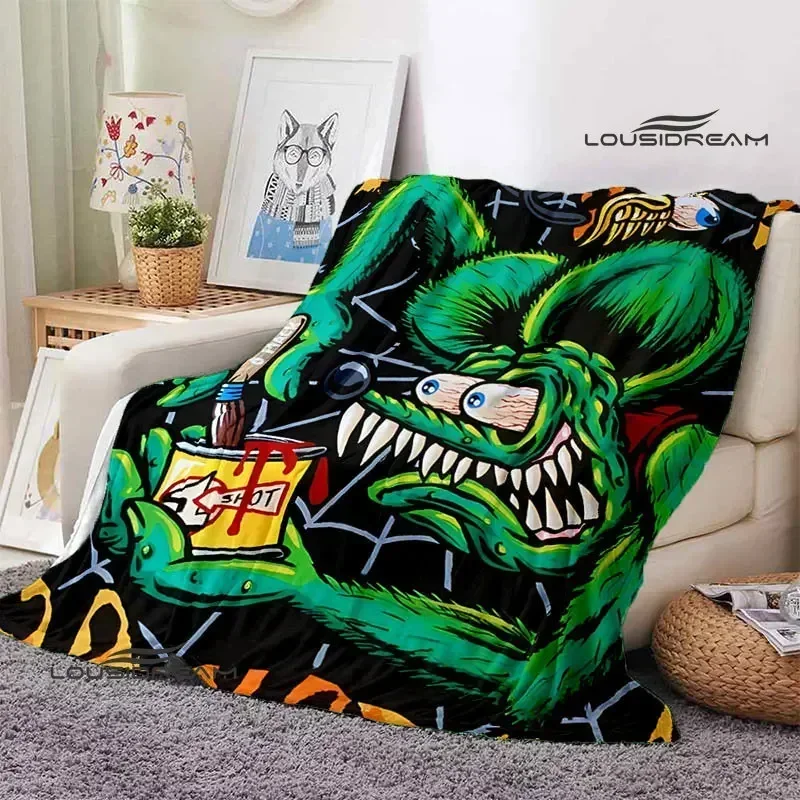

Tales of the Rat Fink Anime Blanket Picnic Blanket Flannel Soft and Comfortable Home Travel Blanket Bed Blanket Birthday Gift