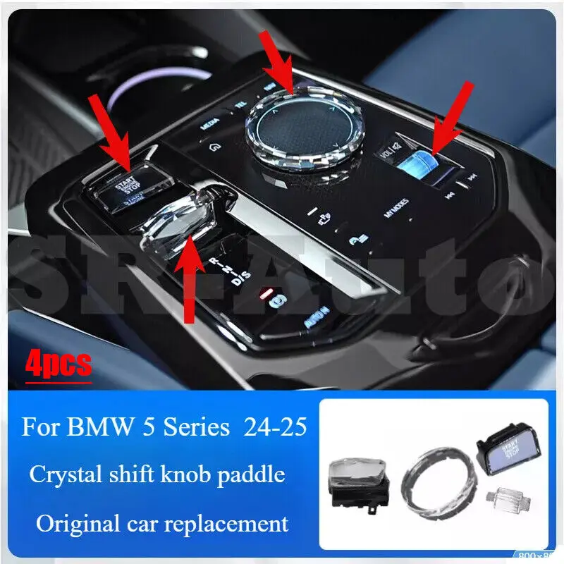 

4 Pcs Crystal Central Console Gear Shift Knob Fits for BMW 5 Series G60 2024-25