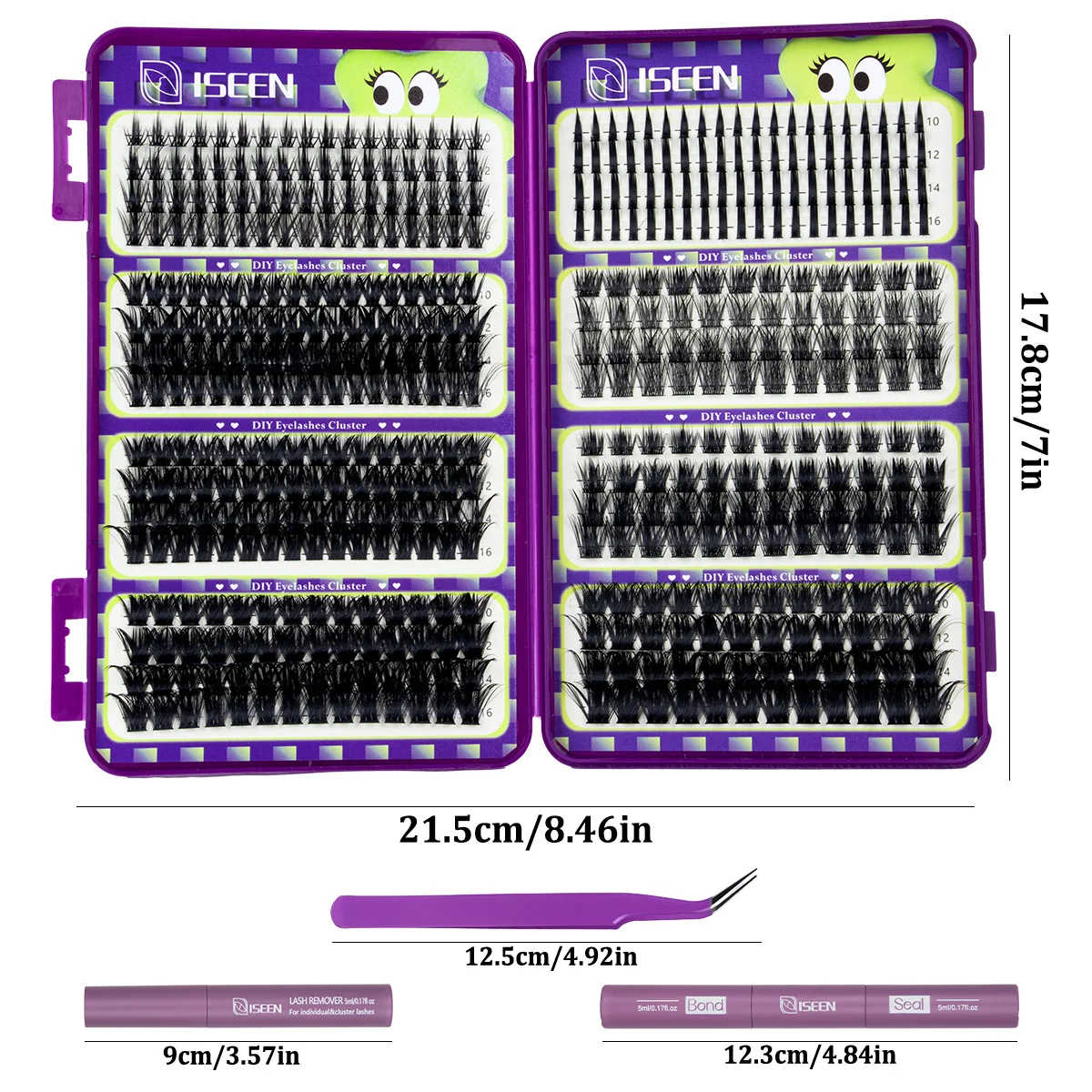 Lash Clusters Kit Individual Lash Extensions Kit Wispy Eyelash Clusters with Lash Bond and Seal and Tweezers Styles Mix