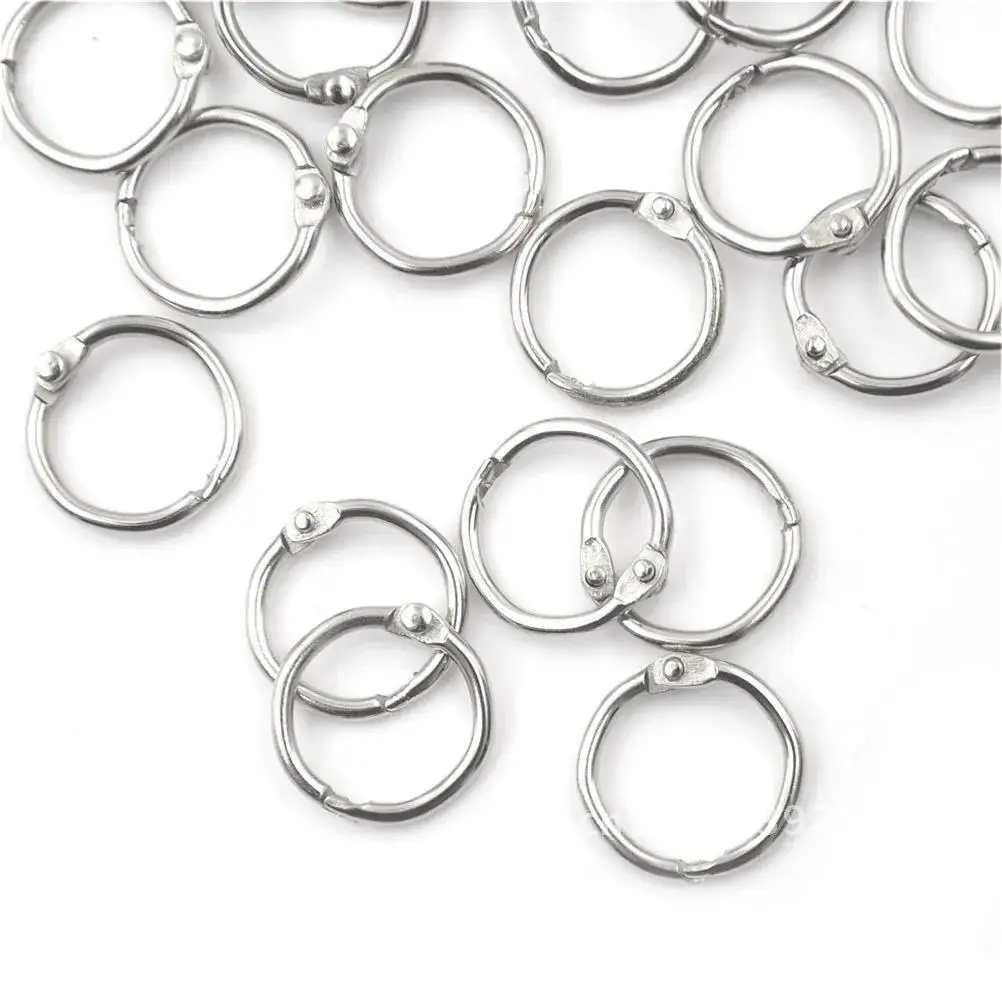 50Pcs/lot Staple Book Binder 20mm Outer Diameter Loose Leaf Ring Keychain Circlip Ring