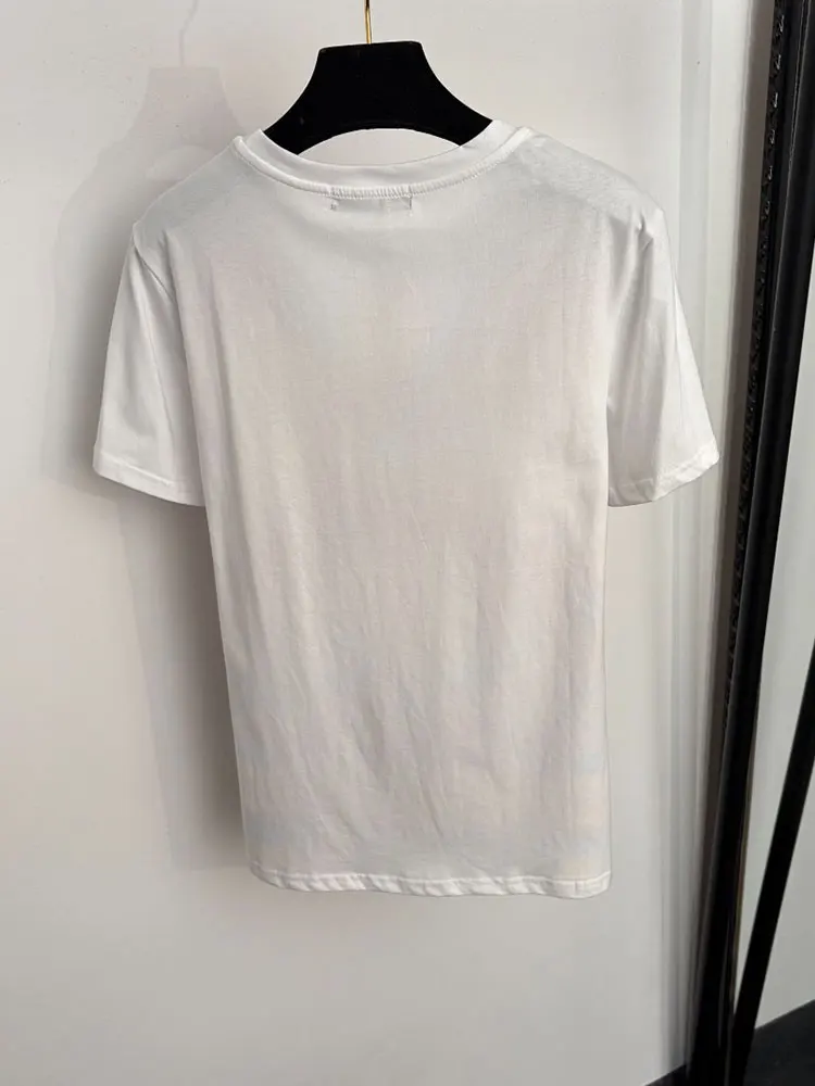 Retro temperament women's new round neck short sleeve pullover fashion Joker stitching T-shirt horse wheel printing summer blous