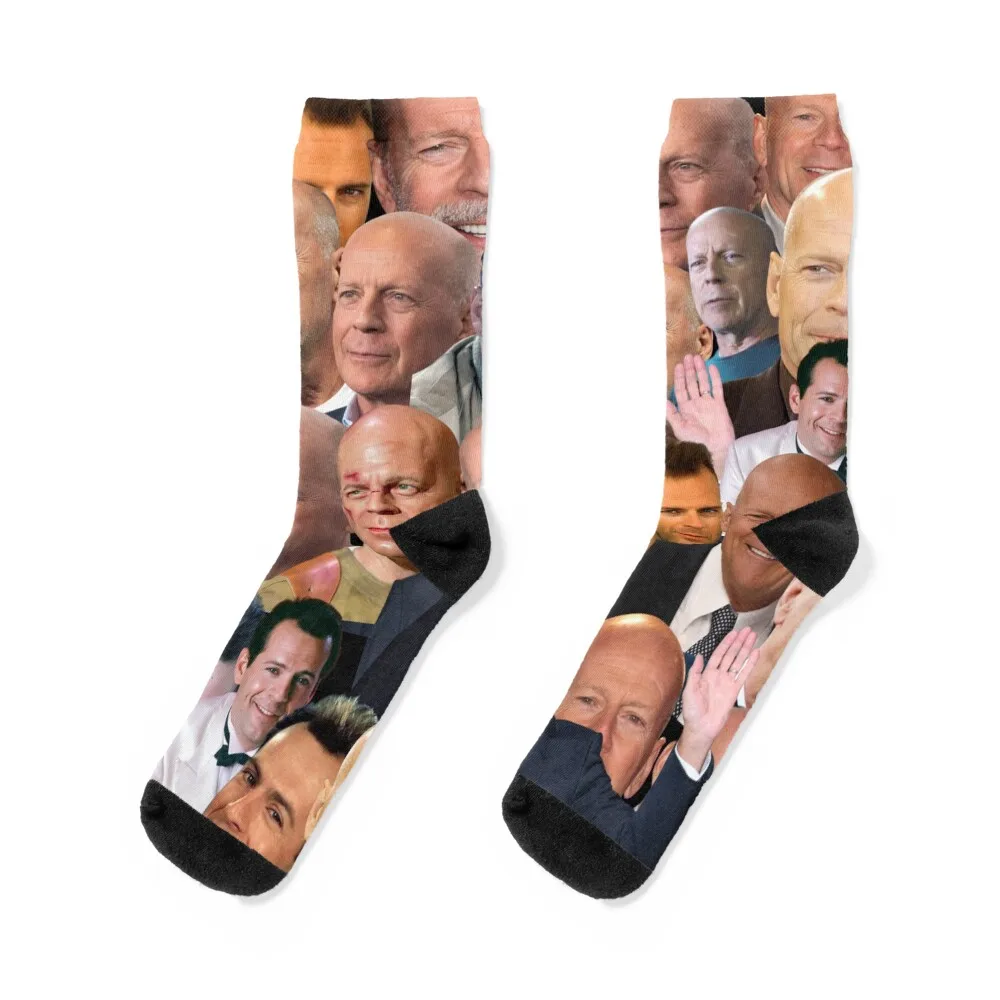 

brucewillis photo collage Socks funny sock retro Run football Men Socks Women's