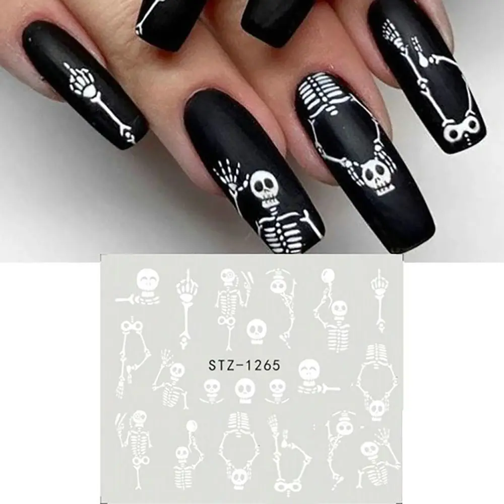 Хэллоуин-Череп-nail-art-Водные-наклейки-Наклейки-Мумия-Призрак-Пауки-Паутина-diy-Наклейки-для-ногтей-Поддельные-аксессуары-для-ногтей