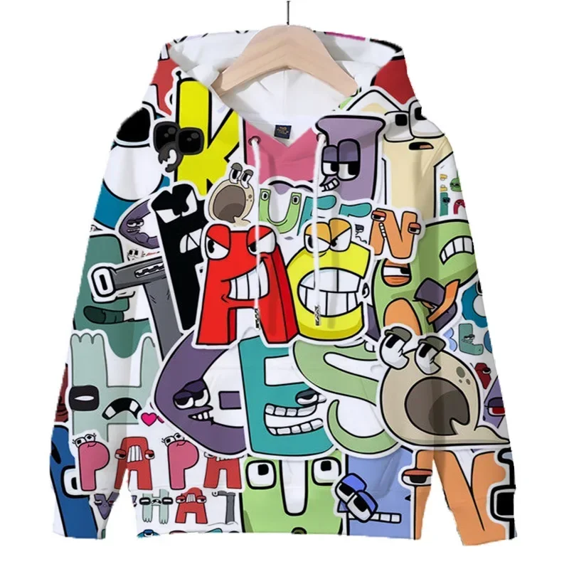 2024 Alphabet Lore Hoodies Children Anime Outerwear Fashion 3D Cartoon Boys Girls Casual Pullover Autumn Kids Sweatshirt Tops