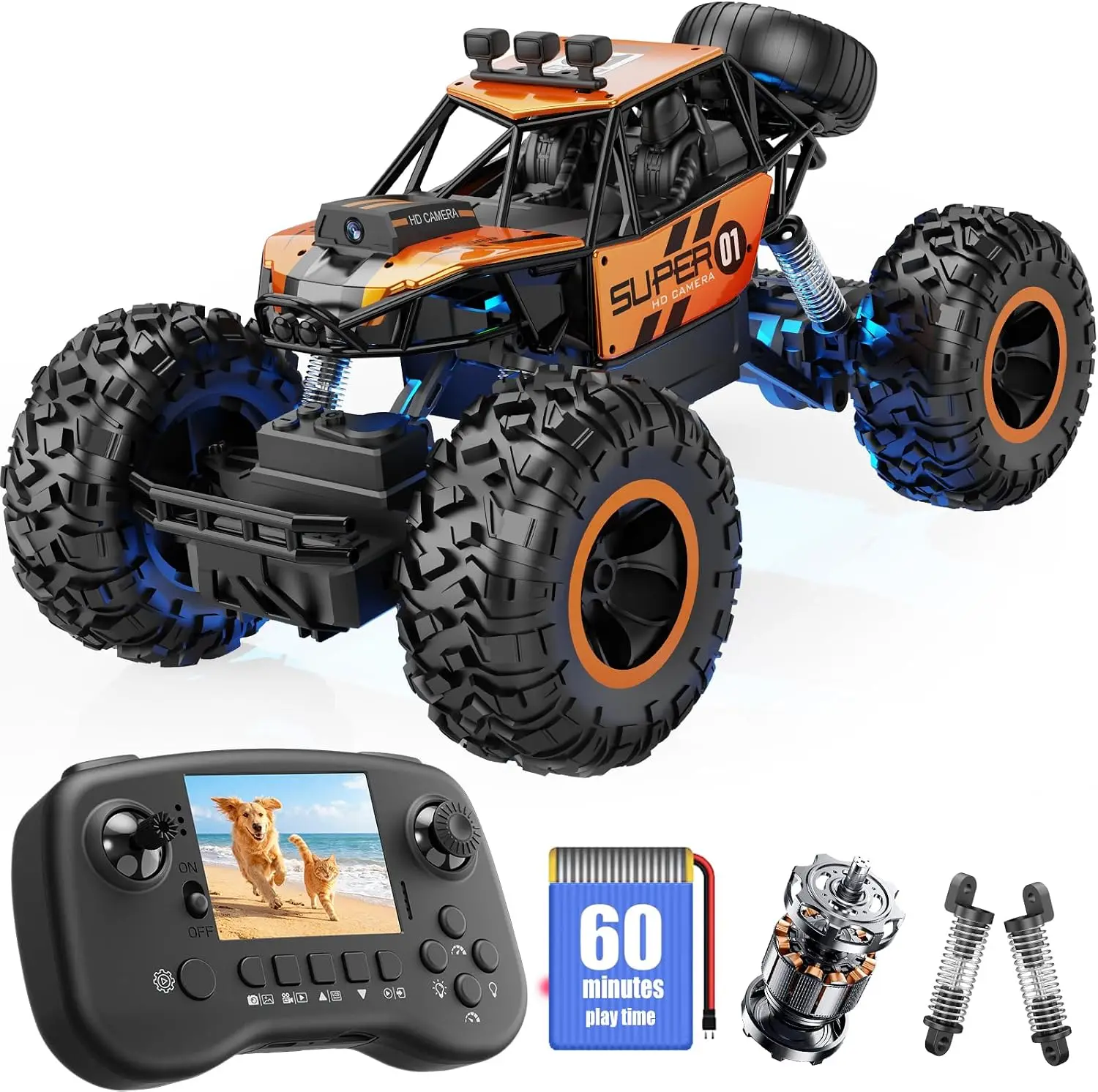 FPV RC Car w/Camera for Kids Adults, 1:16 All Terrain RC Truck, 2.8