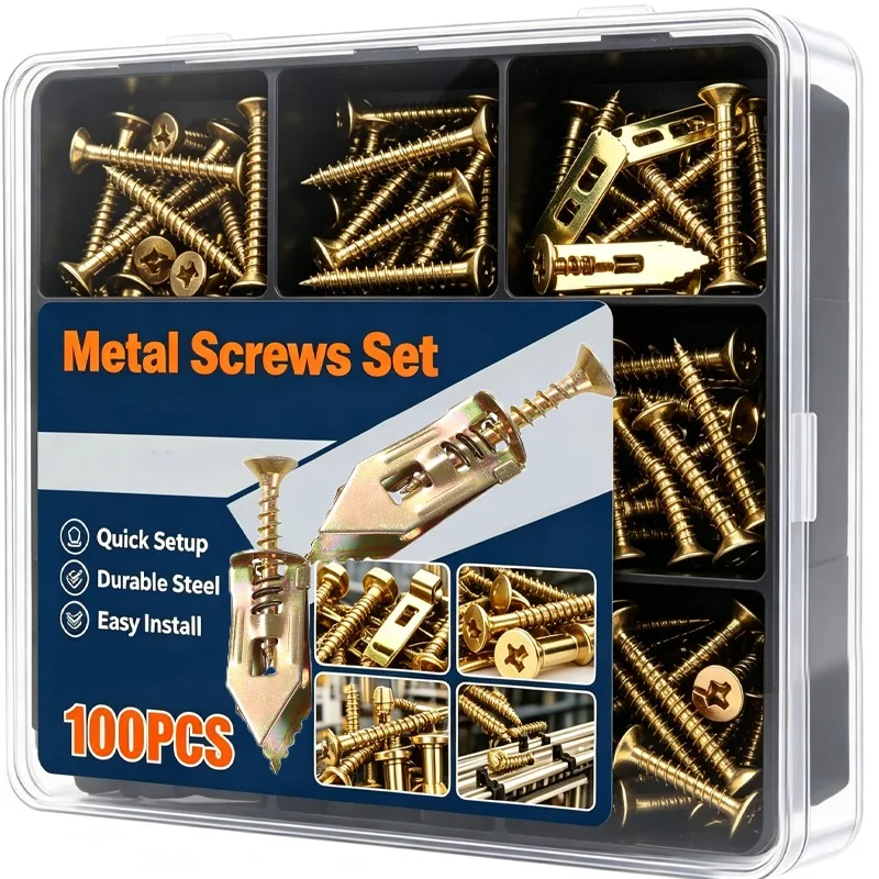 Self Drilling Drywall Anchors with Screws Metal Expansion Photo Frames Wall Straps DIY Home Secure Wall Gypsum Board Mounting