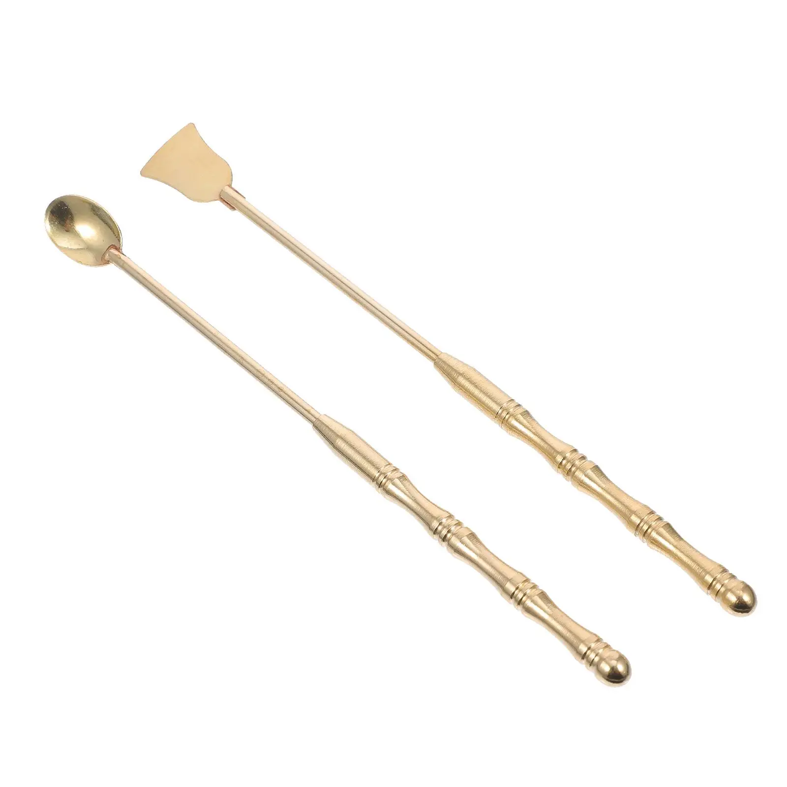 

2pcs Copper Incense Spoon Shovel High Quality Brass Tools Tea Ceremony Supplies Living Room Hotels Temples Incense Burner
