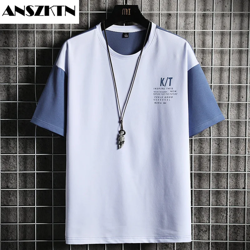 ANSZKTN 2022 Spring and summer new INS short sleeve T-shirt Men's Korean version of the trend of loose inside the bottom shirt