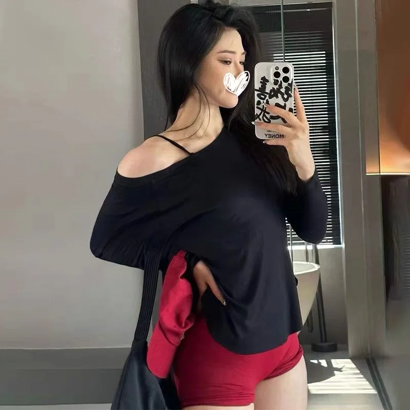 Loose Women Yoga Long Sleeve Width Collar Off-shoulder Top Different Styles Sports Gym Fitness Workout Comfortable  T-shirts