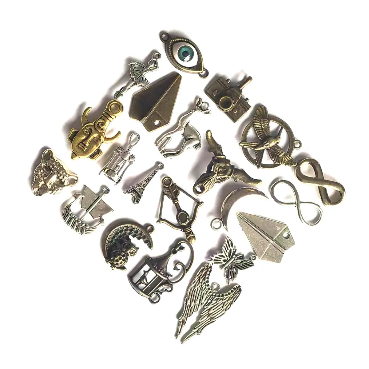 

100 шт. смешанные 3D металлические подвески разных форм 15-40 мм DIY ремесла ювелирные украшения аксессуары материал посылка