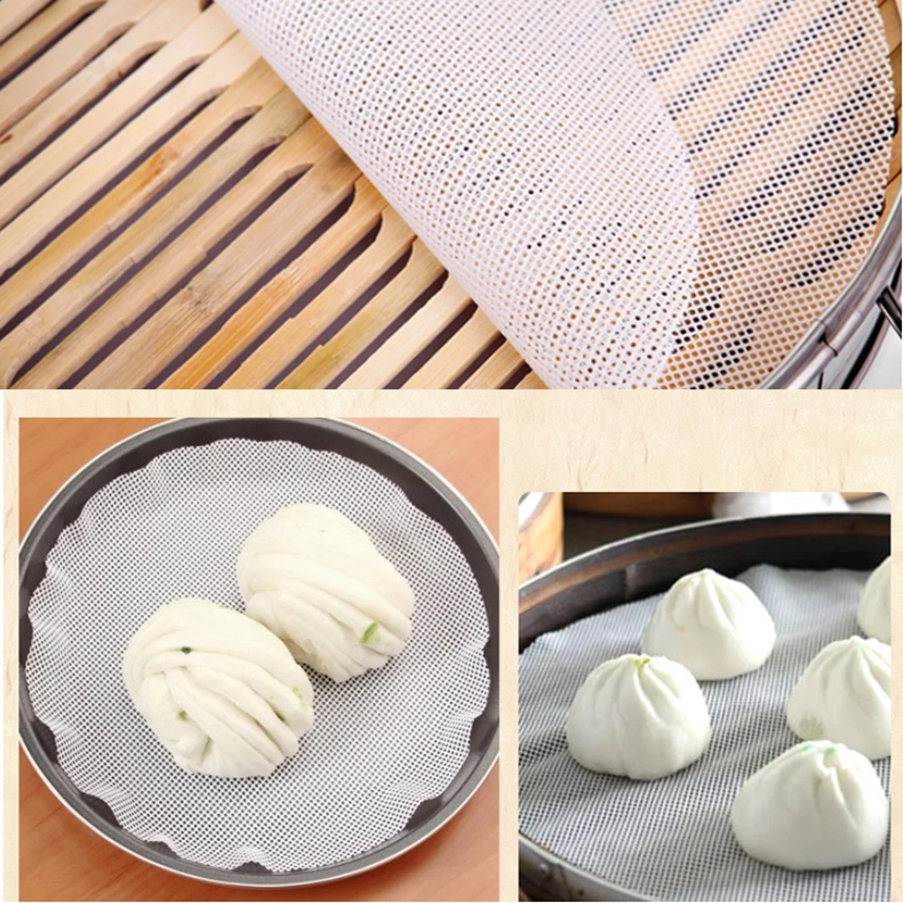 

20pcs Reusable Round Shape Design Steamer Pads Mat Silicone Non-slip Dumplings Mat Steamed Buns Baking Pastry Dim Sum Mesh-